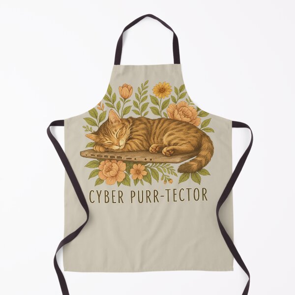 Item preview, CYBER PURR-TECTOR Cat, Laptop & Flowers designed and sold by RR-Arts.