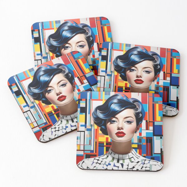Item preview, Vibrant Portrait of a Glamorous Woman in Artistic Bauhaus Style designed and sold by LCPcreations.