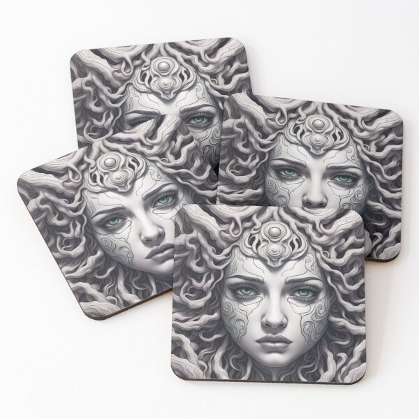 Item preview, Monochrome portrait of a Medusa-like female  face. designed and sold by LCPcreations.