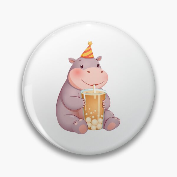 Item preview, Hippopotamus Boba tea milktea Party Hat happy birthday kawaii gift funny christmas happy designed and sold by CheeseBlueprint.