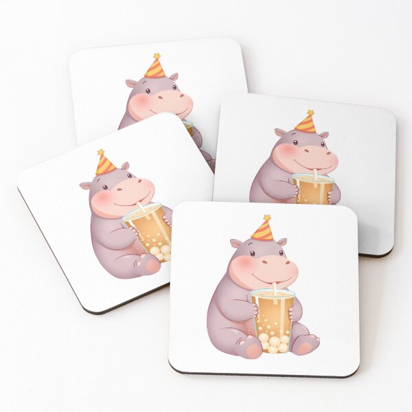 Item preview, Hippopotamus Boba tea milktea Party Hat happy birthday kawaii gift funny christmas happy designed and sold by CheeseBlueprint.
