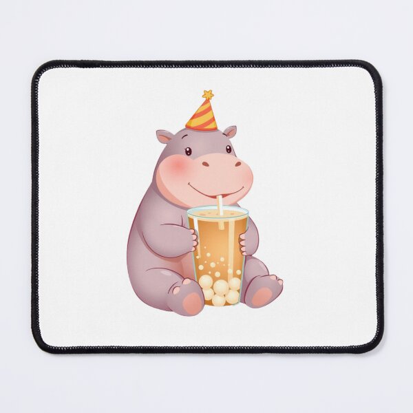 Item preview, Hippopotamus Boba tea milktea Party Hat happy birthday kawaii gift funny christmas happy designed and sold by CheeseBlueprint.
