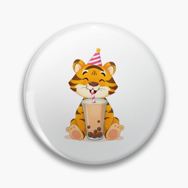 Item preview, Tiger Boba tea milktea Party Hat happy birthday kawaii gift funny christmas happy designed and sold by CheeseBlueprint.