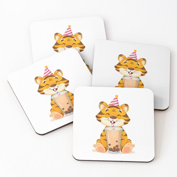 Item preview, Tiger Boba tea milktea Party Hat happy birthday kawaii gift funny christmas happy designed and sold by CheeseBlueprint.