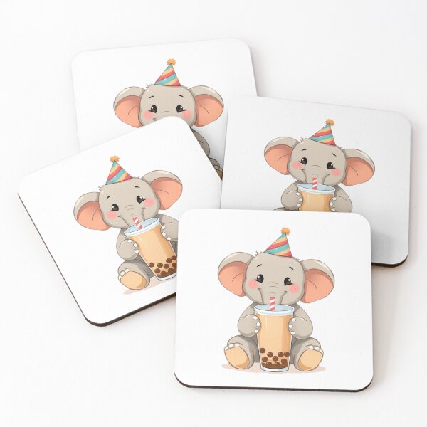 Item preview, Elephant Boba tea milktea Party Hat happy birthday kawaii gift funny christmas happy designed and sold by CheeseBlueprint.