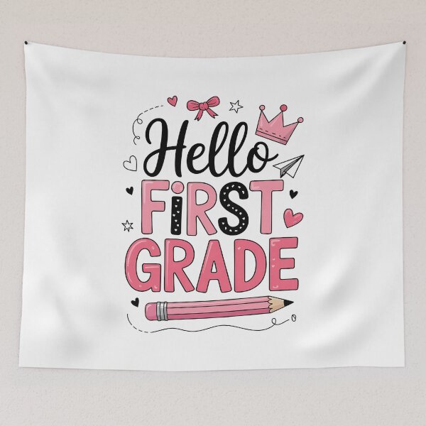 Item preview, Hello First Grade First Day of School Coquette Teacher designed and sold by BakeryDozen.
