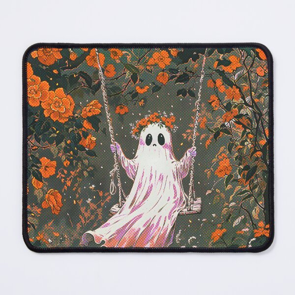 Item preview, Whimsical Ghost on a Swing – Floral Surreal designed and sold by pixelated_echoes.