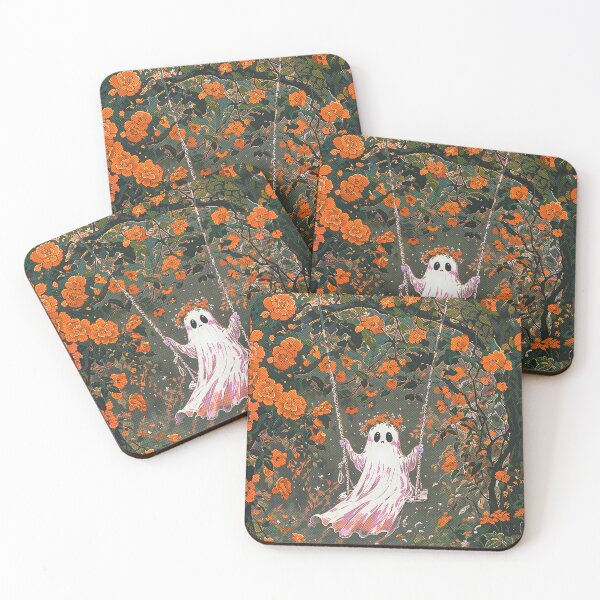 Item preview, Whimsical Ghost on a Swing – Floral Surreal designed and sold by pixelated_echoes.