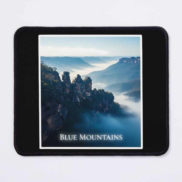Item preview, A Mystical Blue Mountains Scene: A Dreamy and Serene Artwork designed and sold by Digital Dreams Arts.