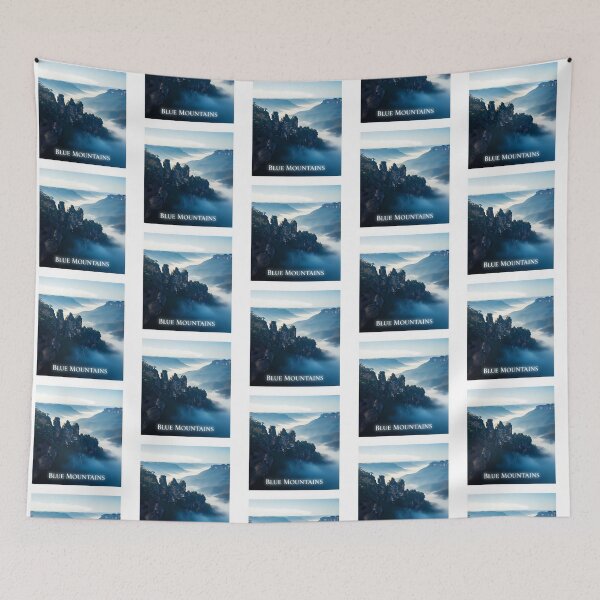 Item preview, A Mystical Blue Mountains Scene: A Dreamy and Serene Artwork designed and sold by Digital Dreams Arts.