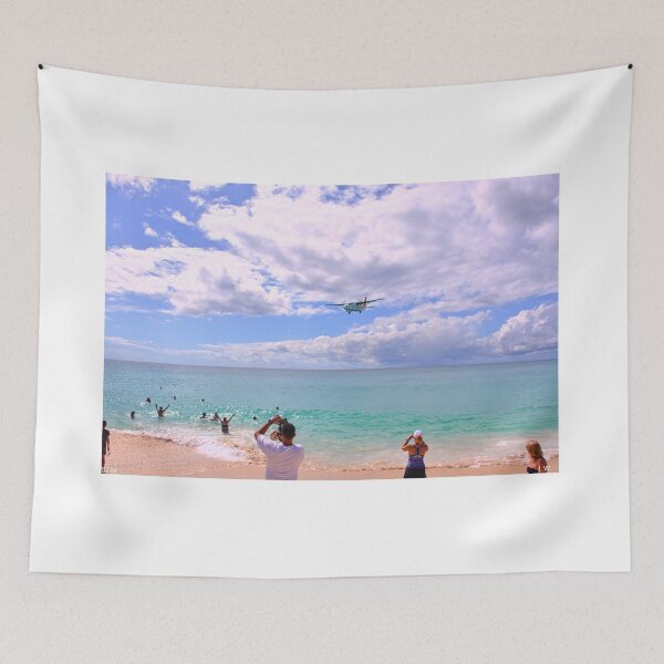 Item preview, Plane Over Turquoise Beach Waters St. Martin designed and sold by LisaWootenPhoto.