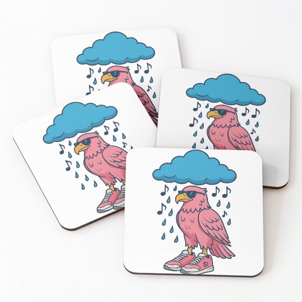 Item preview, ‏Cool Pink Eagle Under Musical Rain Cloud – Quirky Animal Illustration designed and sold by SI-Studio.