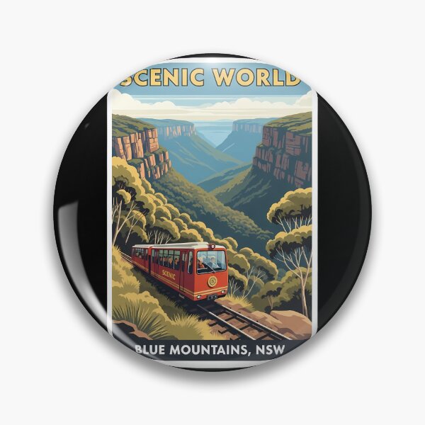 Item preview, Scenic World, Blue Mountains: A Vibrant Retro Travel Poster designed and sold by Digital Dreams Arts.
