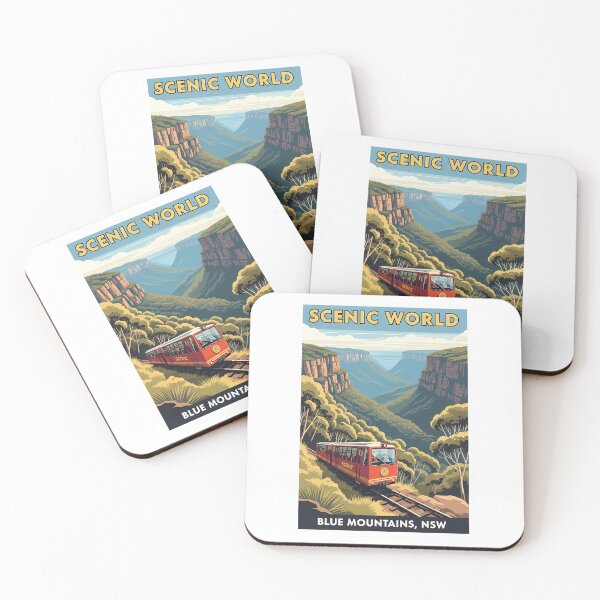 Item preview, Scenic World, Blue Mountains: A Vibrant Retro Travel Poster designed and sold by Digital Dreams Arts.