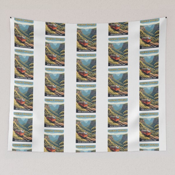 Item preview, Scenic World, Blue Mountains: A Vibrant Retro Travel Poster designed and sold by Digital Dreams Arts.