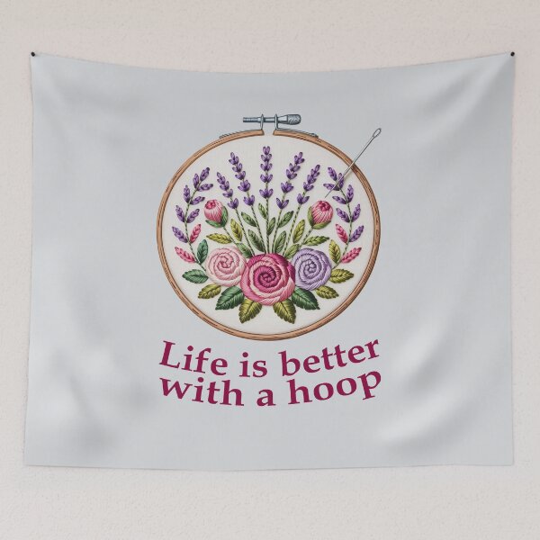 Item preview, Funny embroidery design – “Life Is Better with a Hoop” designed and sold by WikaKowalczyk.