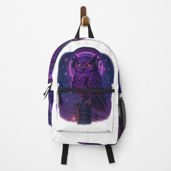 Item preview,  ‏Purple Cosmic Owl with Headphones – Neon Galaxy Space Bird Illustration designed and sold by SI-Studio.