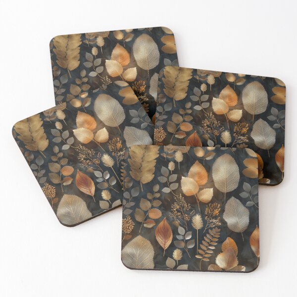 Item preview, Golden and Silver Leaves on Black – Elegant Metallic Botanical Art designed and sold by MargaretWiktor.