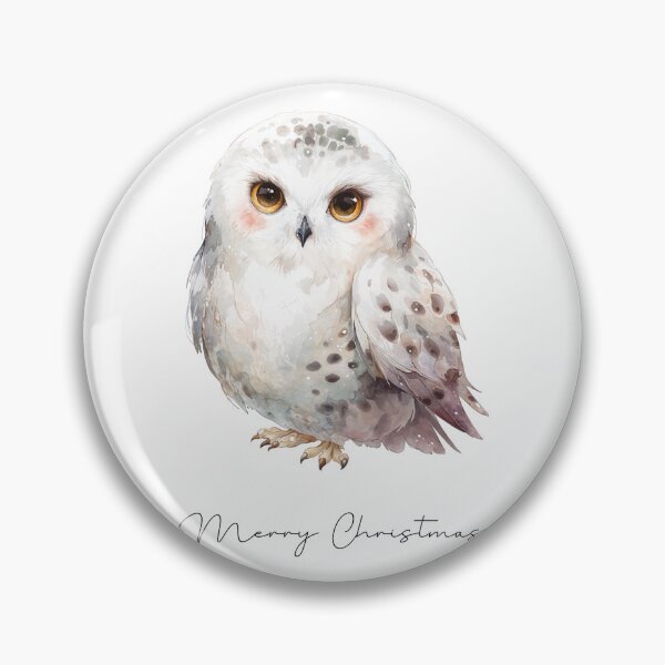 Item preview, Watercolor Christmas owl illustration with "Merry Christmas" designed and sold by Anastasiia Yurevych.