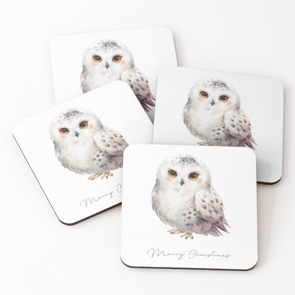 Item preview, Watercolor Christmas owl illustration with "Merry Christmas" designed and sold by Anastasiia Yurevych.