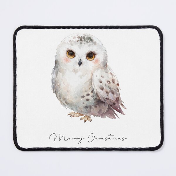 Item preview, Watercolor Christmas owl illustration with "Merry Christmas" designed and sold by Anastasiia Yurevych.