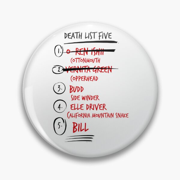 Item preview, Kill Bill Death List Five – Movie-Inspired Fan Art Design designed and sold by LiunaticFringe.