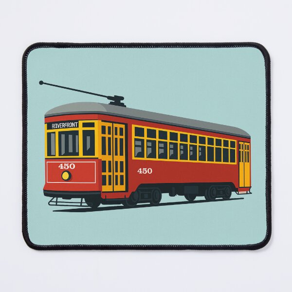Item preview, New Orleans Red Streetcar – Vintage Riverfront Trolley Illustration designed and sold by ArtSpireWorks.