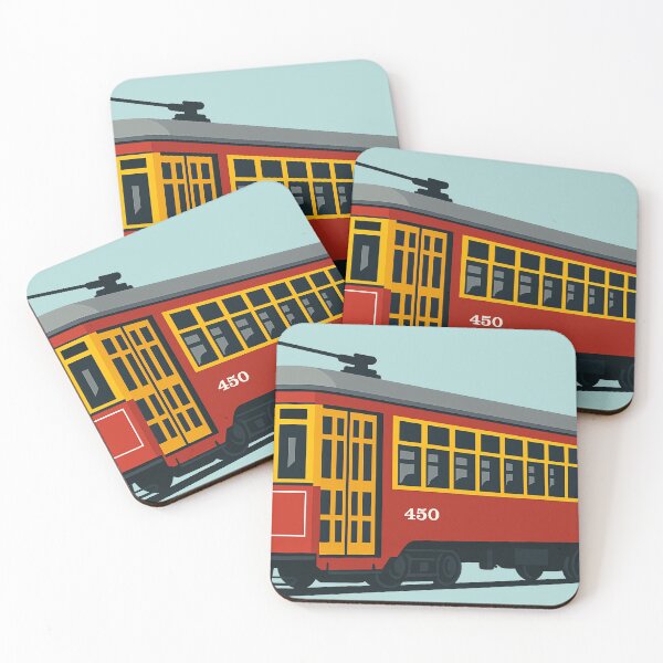 Item preview, New Orleans Red Streetcar – Vintage Riverfront Trolley Illustration designed and sold by ArtSpireWorks.