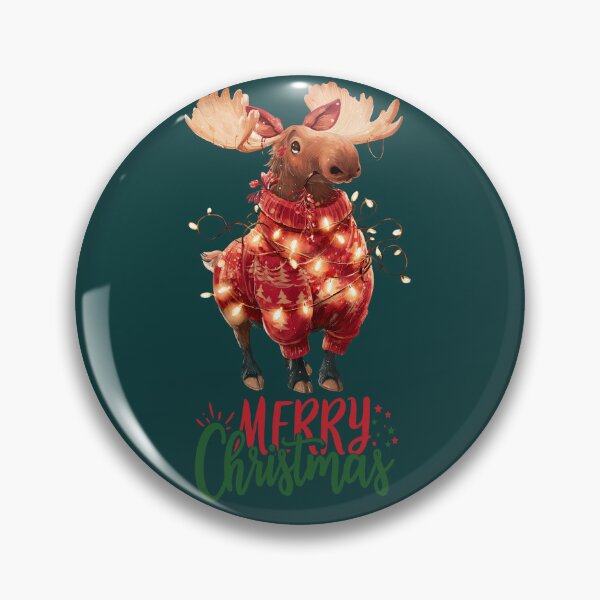 Item preview, Cute Christmas moose in sweater with fairy lights Merry Christmas illustration designed and sold by Anastasiia Yurevych.
