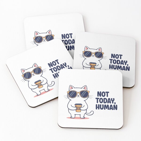 Item preview, Not Today Human – Funny Coffee Cat designed and sold by YonizaStudio.