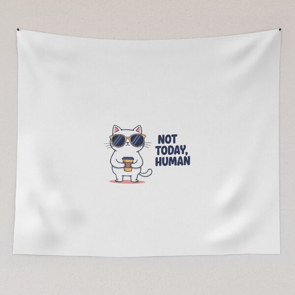 Item preview, Not Today Human – Funny Coffee Cat designed and sold by YonizaStudio.