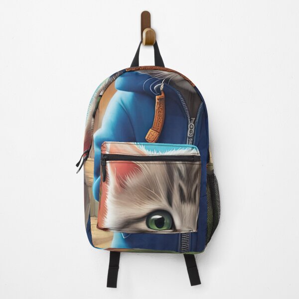 Item preview, Folk Art Kitten wearing a hoodie in a big city back alley designed and sold by Colin Bentham.