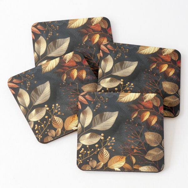 Item preview, Golden and Silver Leaves on Black – Elegant Metallic Botanical Art designed and sold by MargaretWiktor.