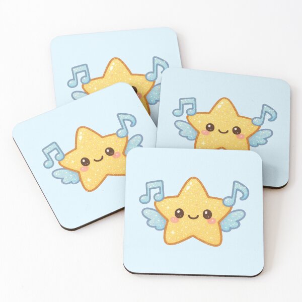 Item preview, Cute Kawaii Glitter Star with Music Note Wings designed and sold by Queen Kaffeine.
