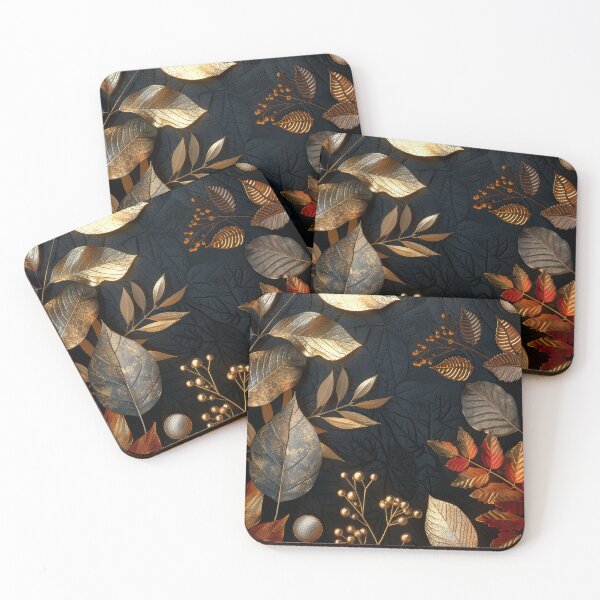 Item preview, Golden and Silver Leaves on Black – Elegant Metallic Botanical Art designed and sold by MargaretWiktor.