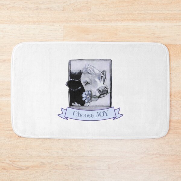Item preview, Choose JOY, Cute COW with Flower in Her Mouth, Illustration designed and sold by JoyfulWhimsy.