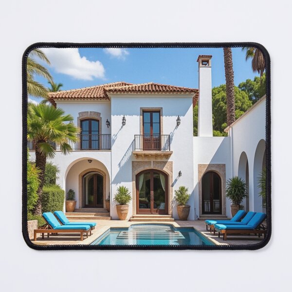 Item preview, Mediterranean Villa Poolside Paradise – Rustic Coastal Home Art designed and sold by AlexeyevZurga.