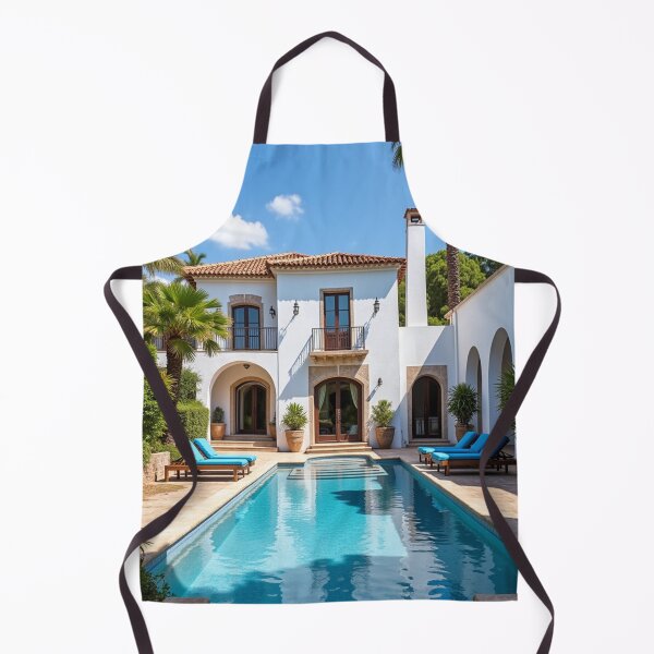 Item preview, Mediterranean Villa Poolside Paradise – Rustic Coastal Home Art designed and sold by AlexeyevZurga.