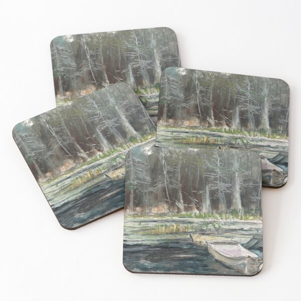 Item preview, Row boats in Mountain Spring Lake designed and sold by AdirondackArtist.