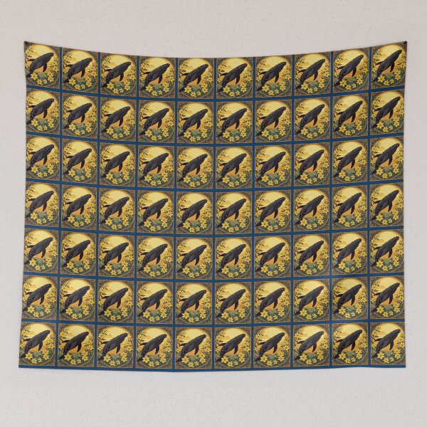 Item preview, Eubalaena glacialis And Yellow Jasmine Flowers Whimsical Art designed and sold by taiche.