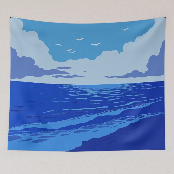 Item preview, Blue ocean waves beach - vector illustration designed and sold by trengeee.