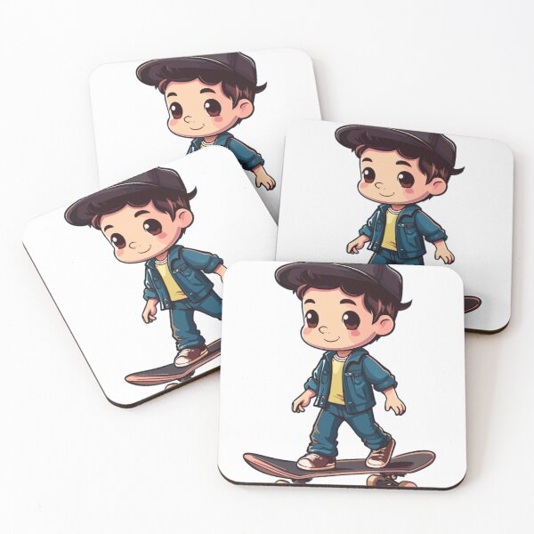 Item preview, Cute Cartoon Boy on Skateboard - Youthful Street Style Illustration designed and sold by Royalsticker.