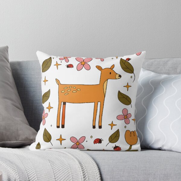 Artikelvorschau, Hirsch mit Marienkäfern und Blumen entworfen und verkauft von artworkbyvivian.