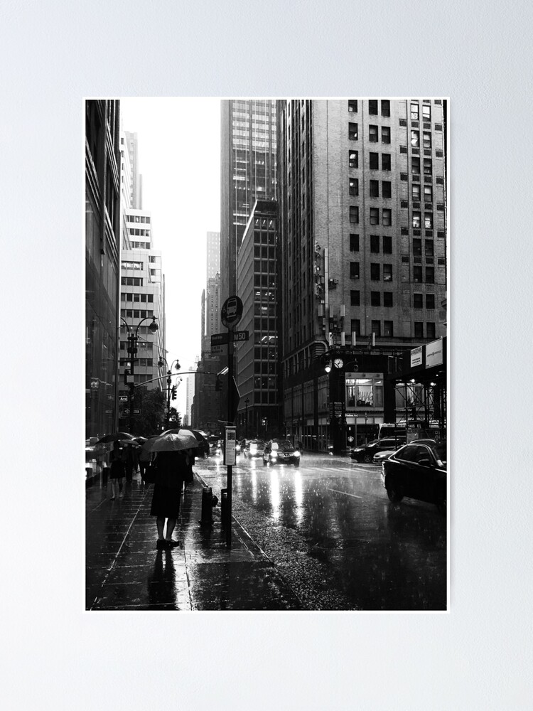 Rainy Day In New York Poster By True2theyanks Redbubble
