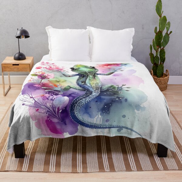Artikelvorschau, Gecko auf zarten Wasserfarben Hintergrund mit Kirschblüten  entworfen und verkauft von LiskoDesign.