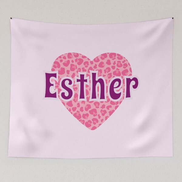 Item preview, Esther Name Pink Leopard Heart  designed and sold by Jeallan Designs.