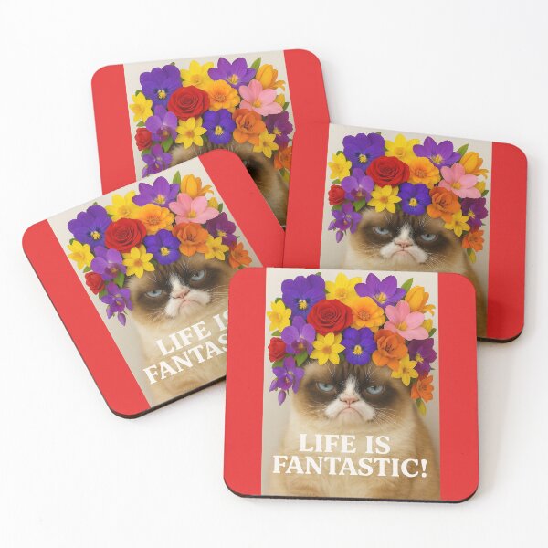 Item preview, Life Is Fantastic | Funny Grumpy Cat Floral Crown designed and sold by IbelieveIam.