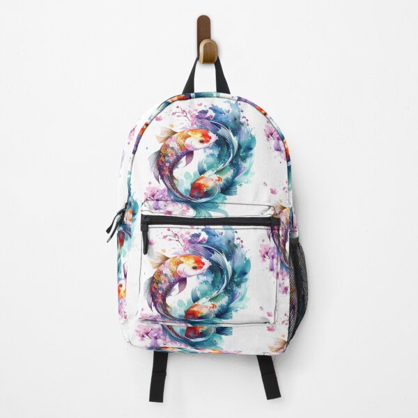 Item preview, Yin yang koi fish rainbow watercolor with cherry blossoms designed and sold by LiskoDesign.