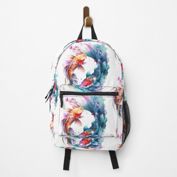 Item preview, Yin yang Koi fish colorful watercolor with cherry blossoms designed and sold by LiskoDesign.
