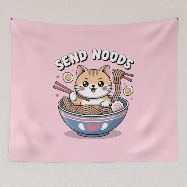 Item preview, Send Noods Funny Kawaii Cat in Ramen Bowl designed and sold by AmabelleAtelier.